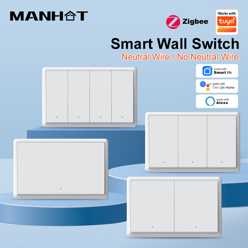 Smart Relay Tuya - Interruptor Inteligente ZigBee3.0 MANHOT, Sin Cable